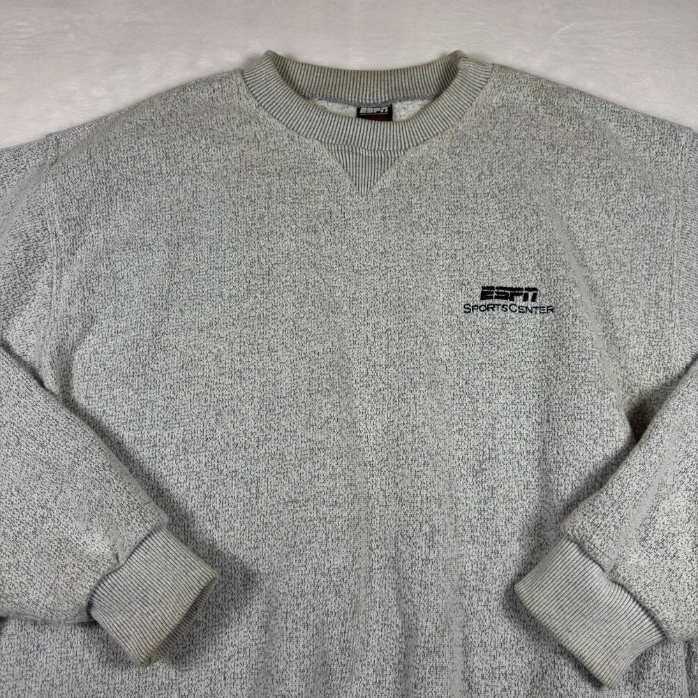 Vintage ESPN SportsCenter Sweatshirt Mens XL Gray Heathered Crewneck Pullover